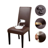 Housse de chaise simili cuir marron