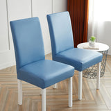 Housses de chaises extensibles simili cuir bleu clair