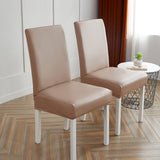 Housses de chaises extensibles simili cuir marron clair