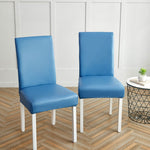 Housses de chaises hydrophobes simili cuir bleu clair