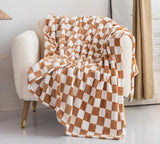 Plaid cocooning marron clair pour canapé