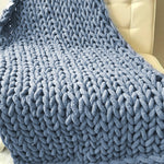 Plaid tricot grosse maille bleu gris