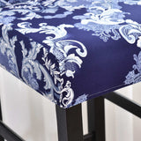 Textile elastique pour housse chaise de bar et tabouret vintage bleu