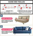 Guide des Tailles et Mesures pour Housse de canape d'angle velours mauve