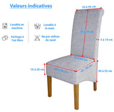 Guide des tailles et mesures pour Housse de chaise xl grande taille extensible