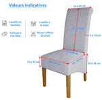 Guide des tailles et mesures pour Housse de chaise xl grande taille velours bleu marine