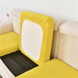 Housse assise de canape angle extensible jacquard jaune