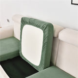 Housse assise de canape angle extensible jacquard vert eau
