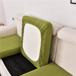 Housse assise de canape angle extensible jacquard vert