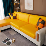 Housse assise de canape angle impermeable simili cuir jaune