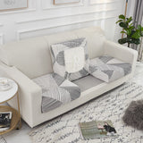 Housse assise de canape extensible blanc et gris