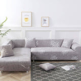 Housse de canapé d'angle bi extensible gris
