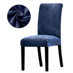 Housse de chaise extensible en velours bleu marine
