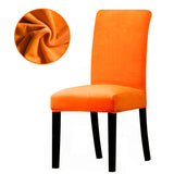 Housse de chaise extensible en velours couleur orange