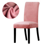Housse de chaise extensible velours rose