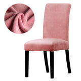 Housse de chaise extensible velours rose