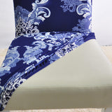 Housse de chaise extensible vintage blanc bleu