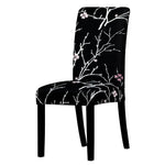 Housse de chaise fleurie noir extensible
