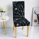 Housse de chaise fleurie noir avec revetement extensible
