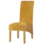 Housse de chaise grande taille velours jaune moutarde