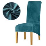 Housse de chaise xl grande taille velours bleu canard extensible