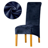 Housse de chaise xl grande taille velours bleu marine extensible