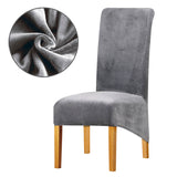 Housse de chaise xl grande taille velours gris extensible