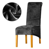 Housse de chaise xl grande taille velours gris fonce extensible