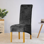 Housse de chaise xl grande taille velours gris fonce