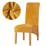 Housse de chaise xl grande taille velours jaune moutarde extensible