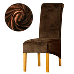 Housse de chaise xl grande taille en velours marron extensible