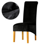 Housse de chaise xl grande taille en velours noir extensible