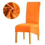 Housse de chaise xl grande taille en velours orange extensible
