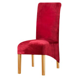 Housse de chaise xl grande taille velours rouge extensible
