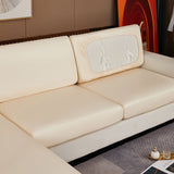 Housse de coussin d'assise de canape d'angle simili cuir beige