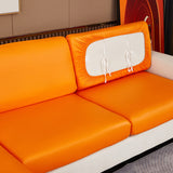 Housse de coussin d'assise de canape d'angle simili cuir orange