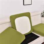 Housse pour assise de canape angle extensible jacquard vert
