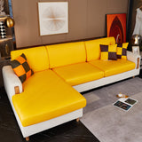 Housse pour assise de canape angle impermeable simili cuir jaune