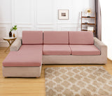 Housse pour assise de canape angle rose pale