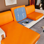 Housse pour assise de canape angle simili cuir orange