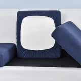 Housse pour assise de canape extensible jacquard bleu marine