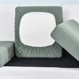 Housse pour assise de canape extensible jacquard vert de gris