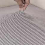 Textile elastique pour housse d'assise de canape d'angle jacquard gris clair