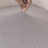 Textile elastique pour housse d'assise de canape d'angle jacquard gris clair