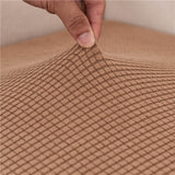 Textile elastique pour housse d'assise de canape d'angle jacquard marron clair