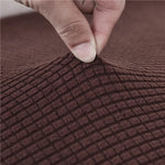 Textile elastique pour housse d'assise de canape d'angle jacquard marron fonce