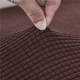 Textile elastique pour housse d'assise de canape d'angle jacquard marron fonce