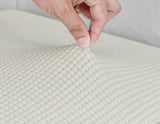 Textile resistant pour housse d'assise de canape jacquard blanc