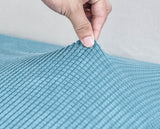 Textile resistant pour housse d'assise de canape jacquard bleu clair