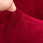 Tissu extensible de notre housse de canape d'angle en velours bordeaux